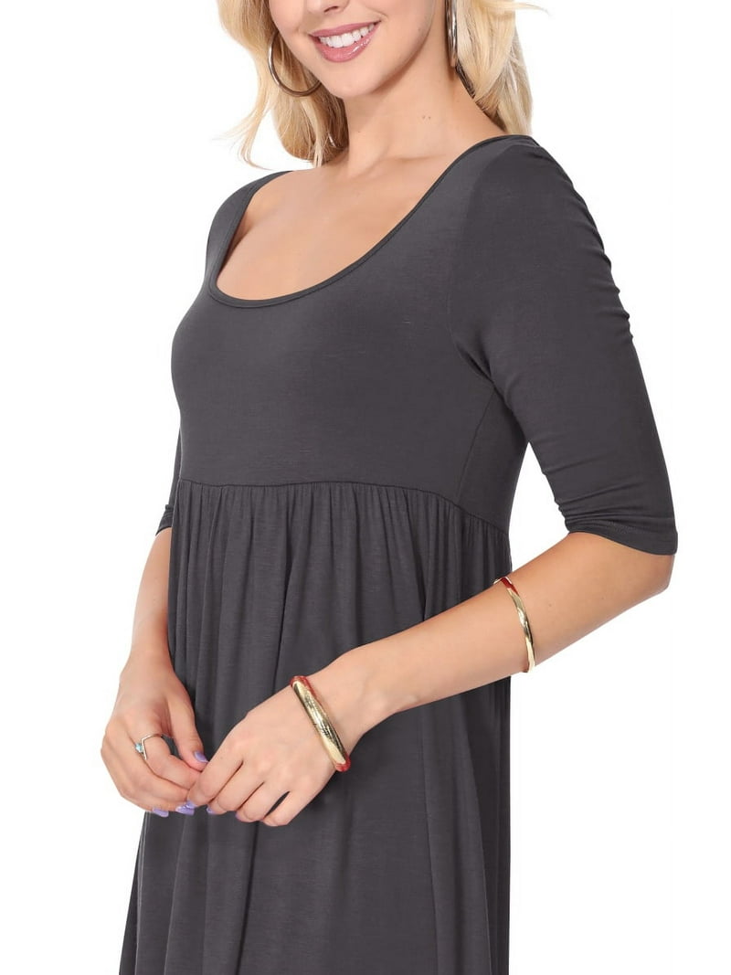 dark brown patterned scoop neck babydoll dress with quarter sleeves Beige Front Ruched Babydoll Midi Dress  PinkBlush