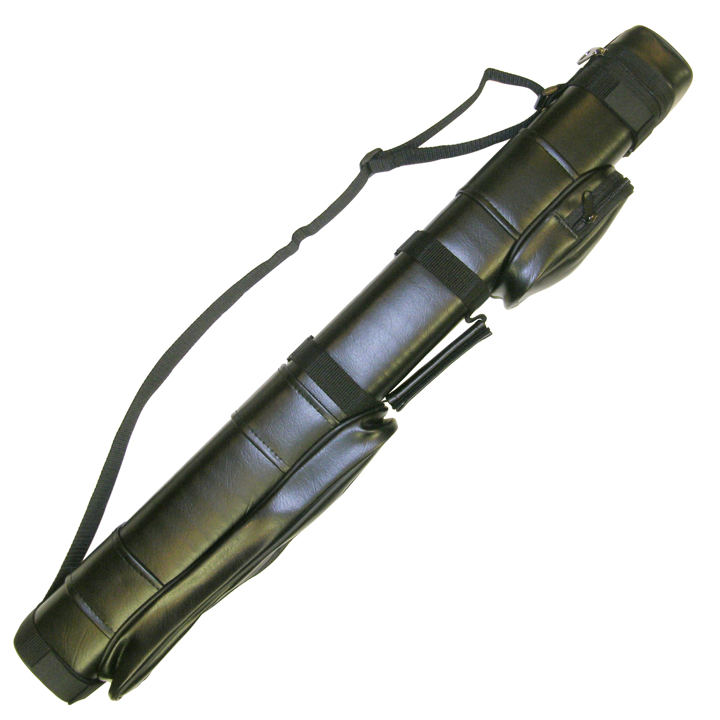 Hard Vinyl Pool Cue Carrying Case, Black, Holds 2 Butts and 2 Shafts