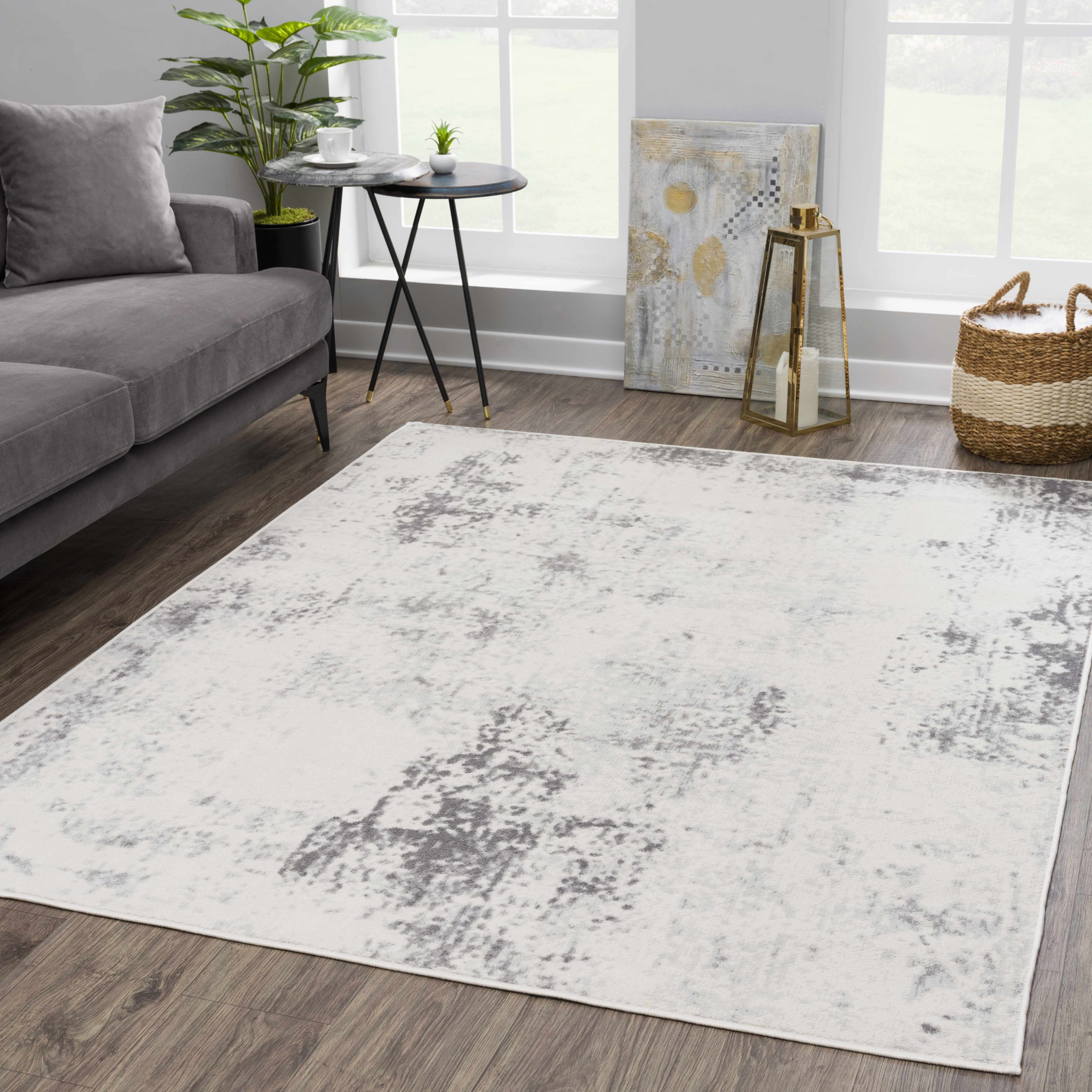 Hauteloom Tigris Collection Hayal Transitional Modern Farmhouse Hallway, Entryway, Kitchen Runner Rug - Contemporary Distressed - Boho Abstract - Ivory, Beige, Gray - 2'7" x 7'3"