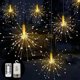 thumbnail image 3 of Cadena de luces LED, 8 modos regulables con control remoto, luces colgantes Starburst con pilas con 80 LED, IP65 impermeable, luces decorativas de alambre de cobre para fiestas (blanco cálido), 3 of 5