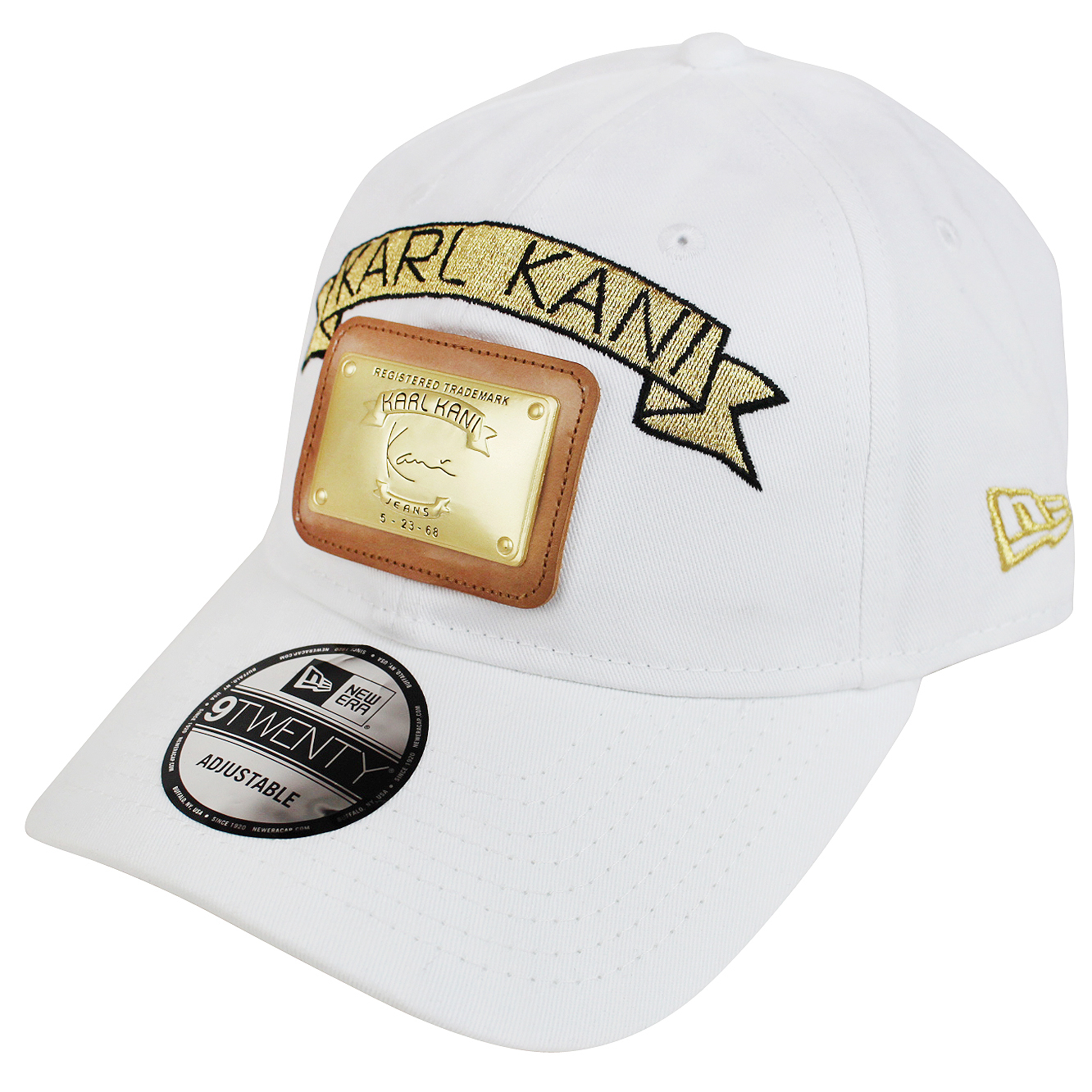 white and gold dad hat