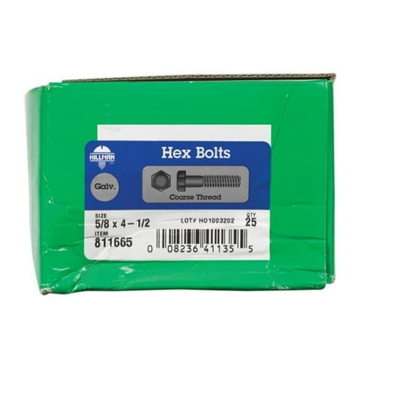 811665 0.63 x 4.5 in. Galvanized Hex Bolt