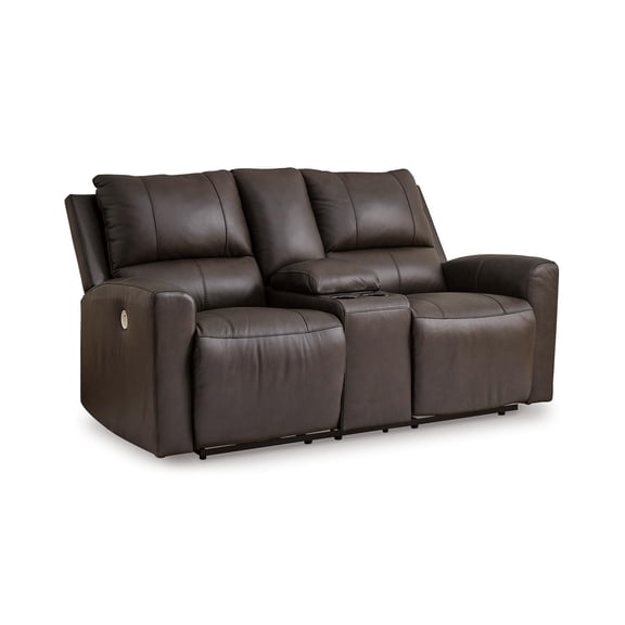 Signature Design by Ashley Boxmere Brown Power Reclining Loveseat with Console