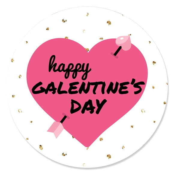 Big Dot of Happiness Be My Galentine - Galentine’s and Valentine’s Day Party Circle Sticker Labels - 24 Count