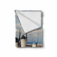 thumbnail image 2 of Windmill Soft Flannel Fleece Throw Blanket, Medieval Spain Windmills in Consuegra Old Historical Landmark, Cozy Plush for Indoor and Outdoor Use, 70" x 90", Blue White Pale Brown, by Ambesonne, 2 of 6