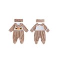 thumbnail image 4 of RUINIXCW Baby Girls Thanksgiving Outfits Long Sleeve Plaid Footed Romper Headband, 4 of 4