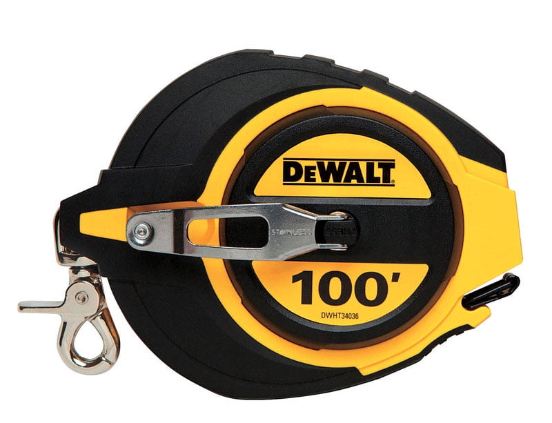 DEWALT 100 ft. L x 0.38' W Closed Case Long Tape Measure Black/Yellow 1 pk