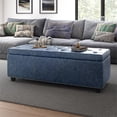 thumbnail image 2 of Simpli Home Hamilton 48 Pouces Ottomane de Rangement Traditionnelle en Similicuir Bleu Denim, 2 of 8