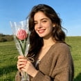 thumbnail image 5 of Ngheia Piper Stick Pink Tulip Bouquet, Single Artificial Flower with Bag Bouquet for Home, 5 of 5