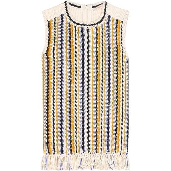 Tory Burch Nell Macrame Sweater, New Ivory - XLarge