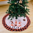 thumbnail image 3 of Ounissouiy Estera de botón de árbol de Navidad a cuadros de 120cm de diámetro, tela de alfombra redonda, accesorios para festivales, cubierta Kits de decoración para fiestas Cheque negro y rojo, 3 of 6
