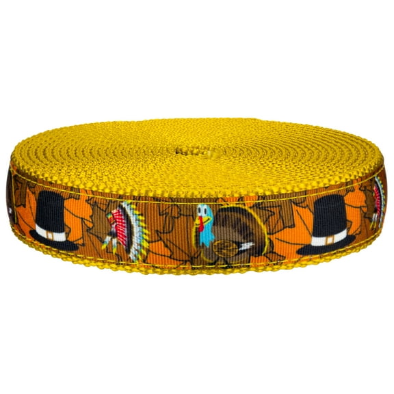 Country Brook Design - Thanksgiving Tradition on Gold Nylon Webbing (1 Inch, 10 Yards)