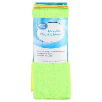 Great Value Microfiber Cleaning Towels, 12 Count, Multicolor