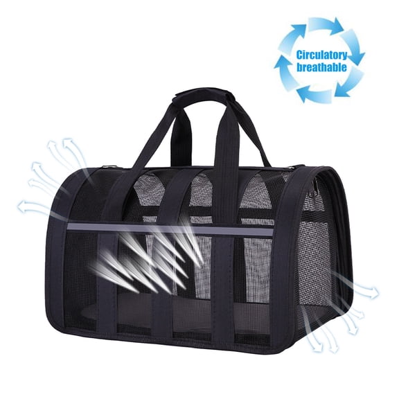 Soft-Sided Pet Carrier with Breathable Mesh Panels, Foldable Portable Travel Tote Bag for Small Dogs Cats Puppies, Lightweight Carrier with Handles for Vet Visits Car Rides Outdoor Use