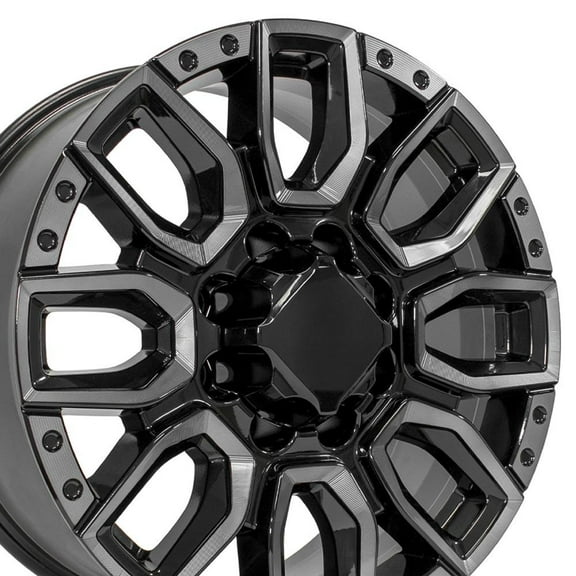 OE Wheels CV97A 20 Inch Rim Fits GMC Sierra 2500/3500 Denali Style 8x165.1 20x8.5 Gloss Black with Milled Edge with Tinted Clear - Hollander 14125 (1)