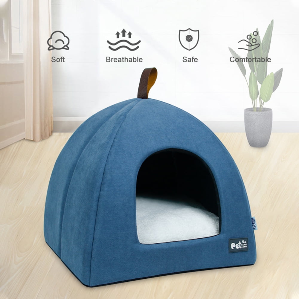 Anself Indoor Nest Cat House Plush Enclosed Bed with Removable Cushion for Kittens or Small Dogs up to 20lbs Gray L Walmart