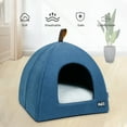 thumbnail image 2 of Foldable Cat Bed Breathable Cat House Indoor Tent Dog Bed with Mat (Blue, Size L), 2 of 7