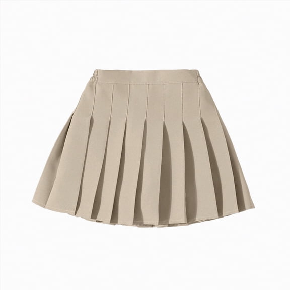 NIEWTR Girl Skirts Pleated Skirt Tennis Golf Skorts with Lining Shorts Athletic Pleated Skirtsfor Girl 3-14 Years(A01-Khaki,2-4 Years)