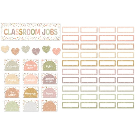 Teacher Created Resources Terrazzo Tones Classroom Jobs Mini Bulletin Board Set, 59 Pieces