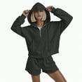 thumbnail image 2 of Towmus 2 Piece Sweatsuit Outfits for Women Half Zip Long Sleeve Pullover Sweatshirt Drawstring Shorts Lounge Set with Pockets Ladies Clothes, 2 of 6