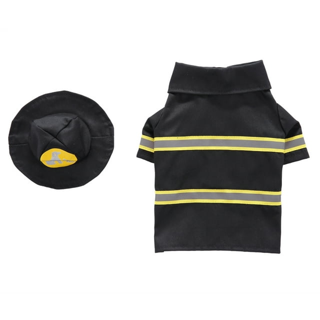 1 juego de ropa para perro, uniforme de bombero, ropa para mascotas, disfraz de fiesta, abrigo transformado para mascota, gato, cachorro, talla XL, color negro