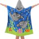 thumbnail image 1 of Toalla de baño infantil (tiburón azul 150 x 75 cm), toalla de playa infantil con capucha, toalla de baño ultrasuave, albornoz, niña, niño, 6-14 años, dinosaurio azul, 1 of 5