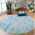 thumbnail image 3 of SAFAVIEH Rag Elena Striped Cotton Area Rug, Turquoise/Multi, 6' x 6' Round, 3 of 12
