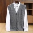 thumbnail image 1 of Men Wool Waistcoat Sleeveless Sweater V-neck Cardigans Twist Flower Cashmere 100% Merino Wool Knitted Vintage Vest Autumn Winter, 1 of 5