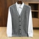 thumbnail image 1 of Men Wool Waistcoat Sleeveless Sweater V-neck Cardigans Twist Flower Cashmere 100% Merino Wool Knitted Vintage Vest Autumn Winter, 1 of 5