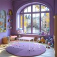 thumbnail image 3 of Homy Casa 5 Piece Foldable Kids Table and Chair Set, Compact Plastic Desk and Seat for Playroom Study Area, Purple, 3 of 10