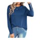 thumbnail image 5 of VISgogo - Camiseta holgada informal para mujer, color sólido, cuello redondo, manga larga, puños recortados con botones VISgogo moda, 5 of 9