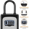 thumbnail image 5 of Pekkaxy Portable Key Lock Box, Upgrade Clearly Visible Numbers, Lock Box Wall Mounted for House Key, 5 Key Capacity, Weatherproof Resettable Code (1 Pack, Gray), 5 of 5
