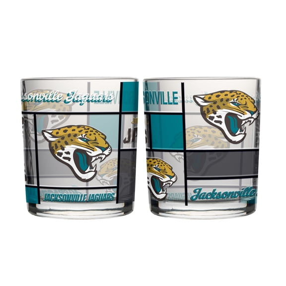 Logo Brands Jacksonville Jaguars 12oz. Quilted Stained Two-Pack Rocks Glass Set