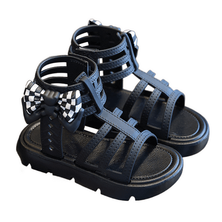 

One opening Little Big Girls Gladiator Sandals Cute Summer Princess Shoes with Bow for Toddlers Kids