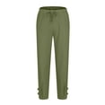 thumbnail image 3 of YanHoo Men Linen Capri Pants with Multi Pocket Elastic Waist Drawstring Cargo Pants Loose Fit Casual Wide Leg Trouser, 3 of 6