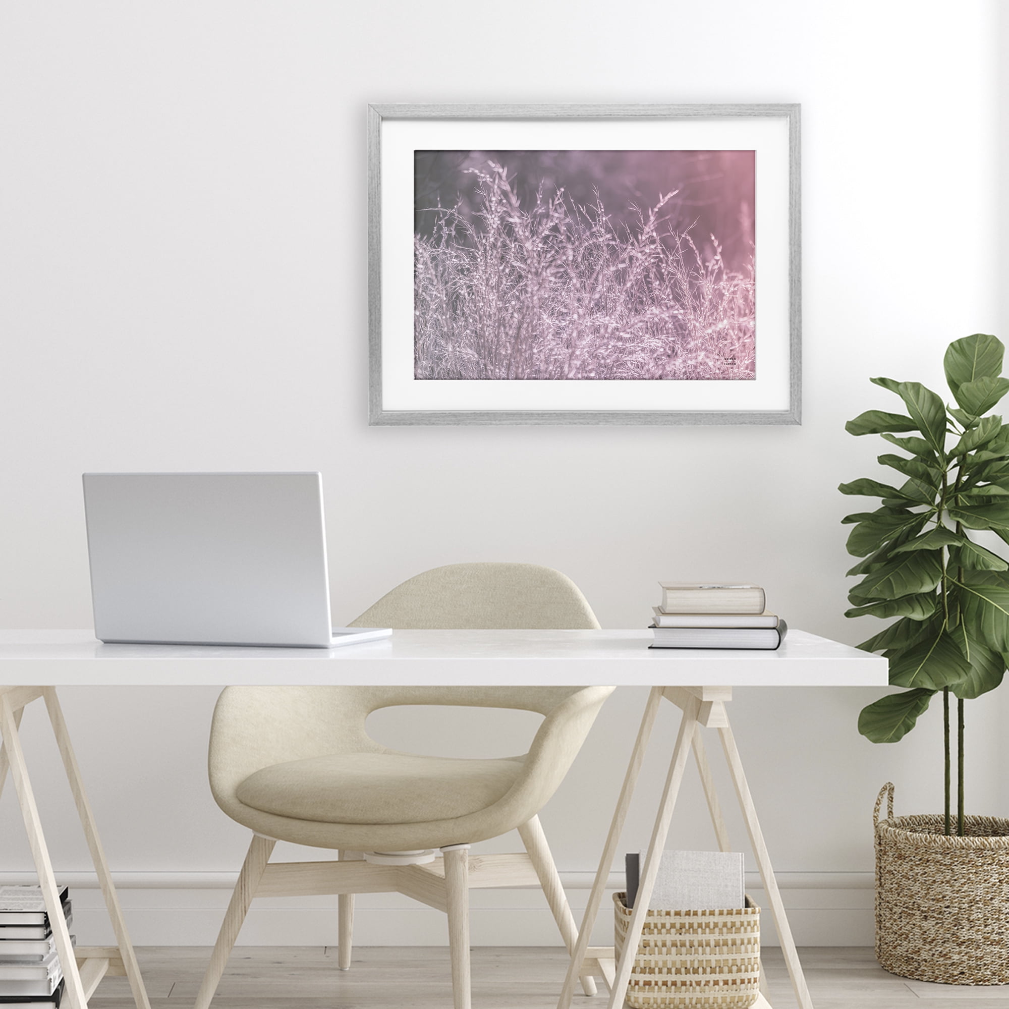 Stupell Industries Pink Morning Gentle Meadow Gray Framed Print Under Glass, design by Nathan Larson