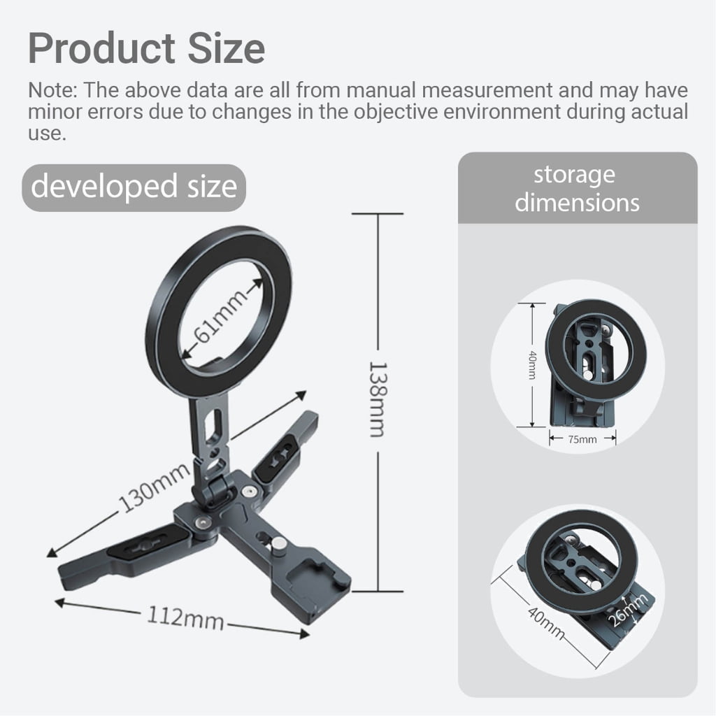 PatungKu Foldable Magnetic Phone Holder Desktop Tripod Cellphone Stand Tripod Phone Clamp Light Weight Travel