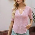 thumbnail image 5 of HomeGardon Summer Tops Tops for Women Casual Oversize Solid V-Neck Hooded Short Sleeved Blouse T-shirt Top,S-XL, 5 of 6