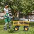 thumbnail image 3 of Ktaxon Steel Garden Dump Cart 42.3"D x 36.2"W x 20.1"H, Heavy Duty 440lbs Utility Wagon with Removable Handle, Yellow, 3 of 10