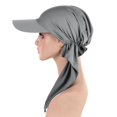 thumbnail image 3 of Women Muslim Headscarf Hat Pre Tied Hair Loss Turban Solid Color Chemo Baseball Cap Slouchy Bonnet Head Cover, 3 of 7
