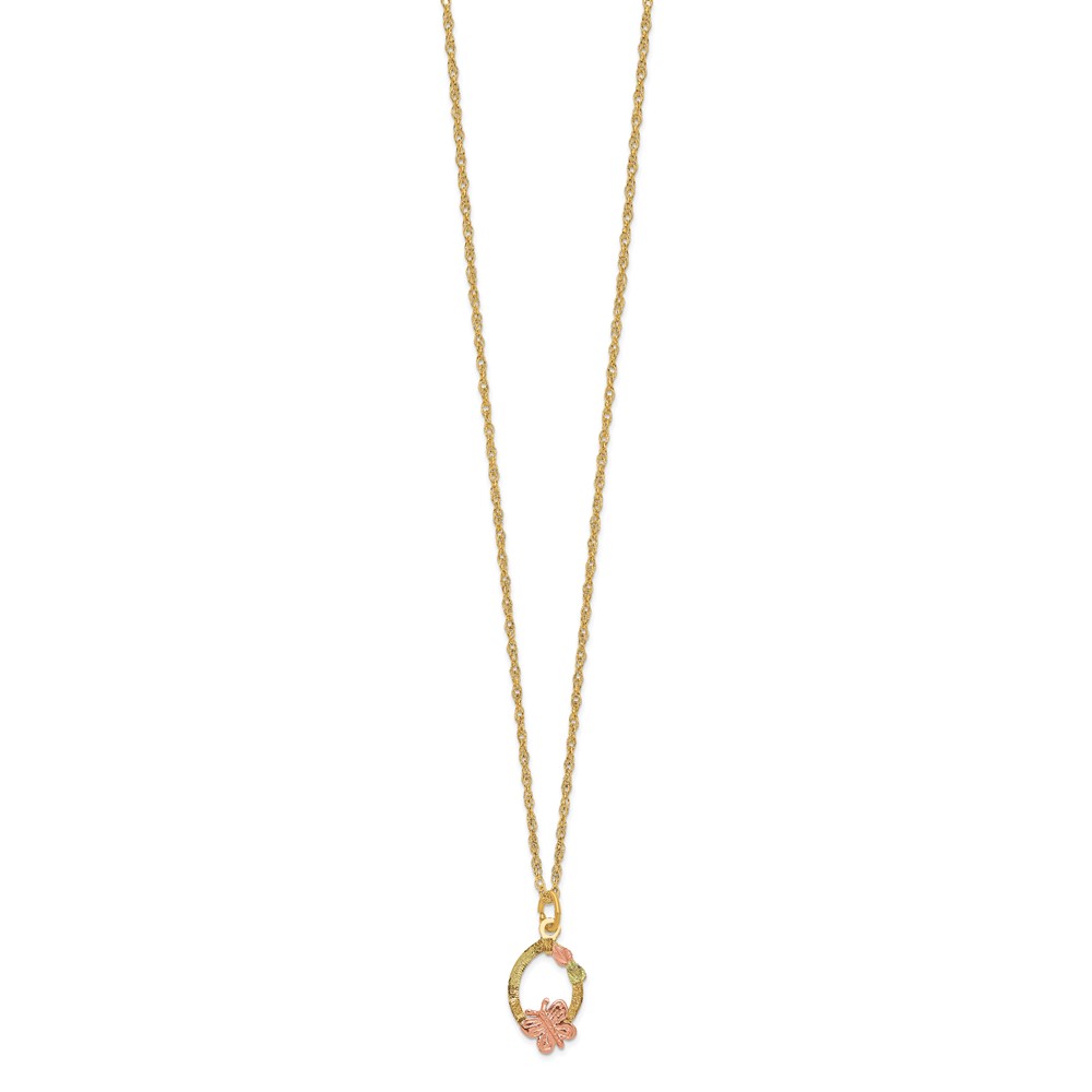 10k Tri-Color Black Hills Gold Butterfly Necklace