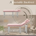 thumbnail image 5 of Professional Massage Bed 73 Inch, Treatment Table Salon with Removable Headrest, Stationary Physical Therapy Table Spa  with Adjustable Backrest, Steel Frame, Pink, 5 of 7