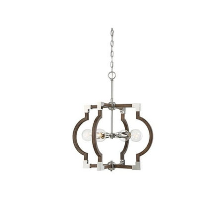 - Selby Quatrefoil Dark Wood with Polished Nickel Four-Light Pendant
