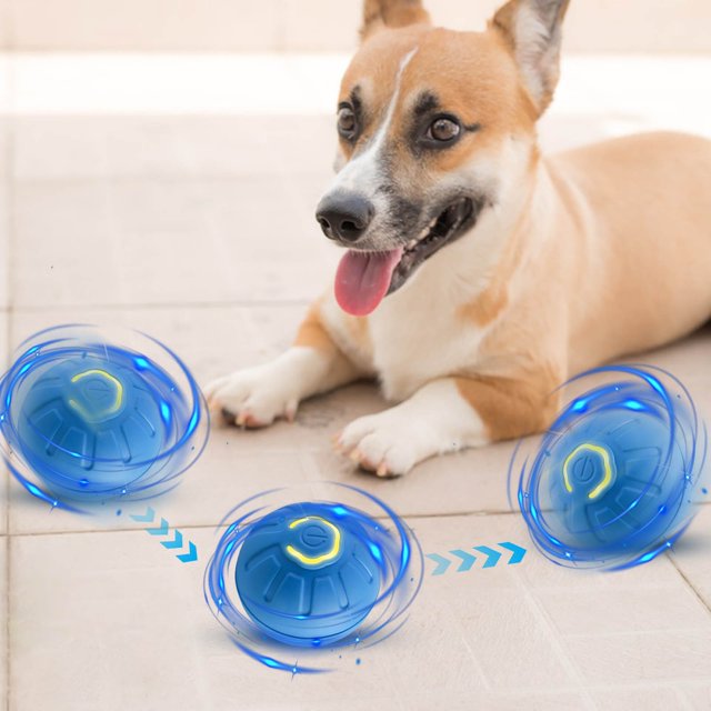 KOYPTL Jouets Interactifs pour Animaux Balles avec Queue, Jouet Intelligent Électrique Automatique Roulant et Mobile Rechargeable à Deux Vitesses Réglables, Jouet à Déplacement Rapide Convenant aux Chiens Chats Bouchon de Chaussette de Noël