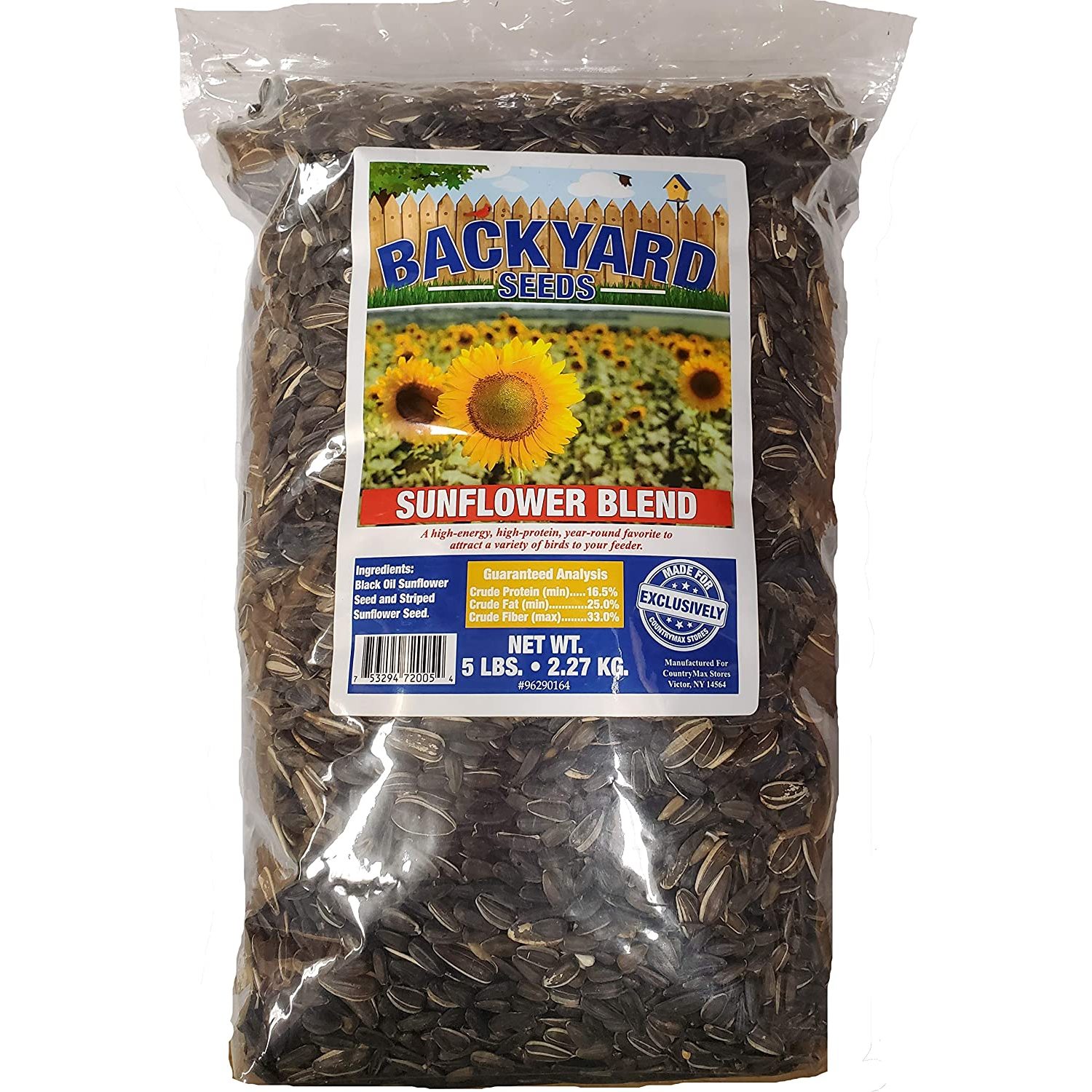 Backyard Seeds Sunflower Blend Black Oil and Striped Sunflower Seed for