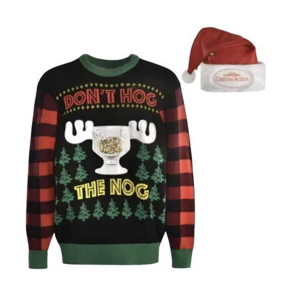 National Lampoon's Christmas Vacation Ugly Sweater & Hat, Adult L/XL