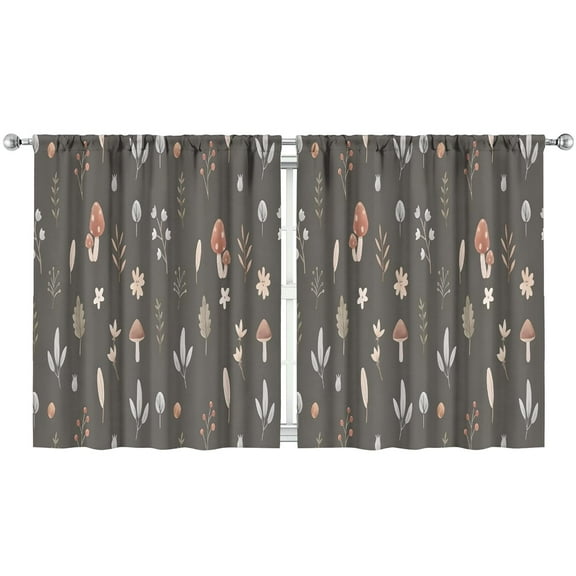 Mushroom Curtains-Blackout Curtains Bedroom Decor Living Room Darkening Grommet Window Drapes 2 Panels Set 53x63 inch