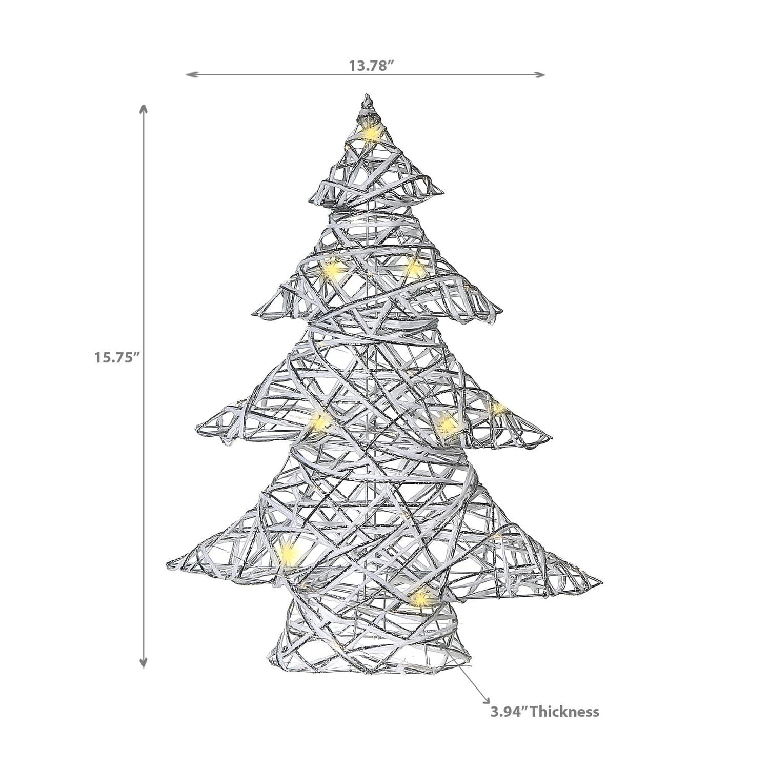 Petit Sapin De Noël En Papier Blanc Et Argenté À Led 15,75"