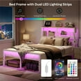 thumbnail image 4 of Bestier Queen Size Metal Platform Bed Frame with LED Headboard & Charging Station, Adjustable Under Bed Storage, White, 4 of 11