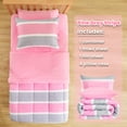 thumbnail image 2 of Sleep Zone Kids Comforter Set Full/Queen Size, Jersey Knit 7 Pieces Bedding, Super Soft and Breathable Comforter with Sheets, Pillowcases (pink grey stripe), 2 of 7